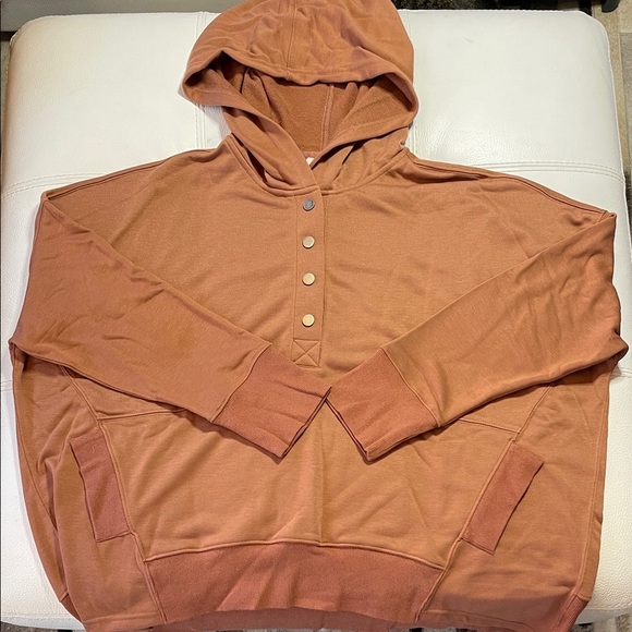 Women’s Stylish French Terry Hoodie Rust Color - Picture 2 of 6